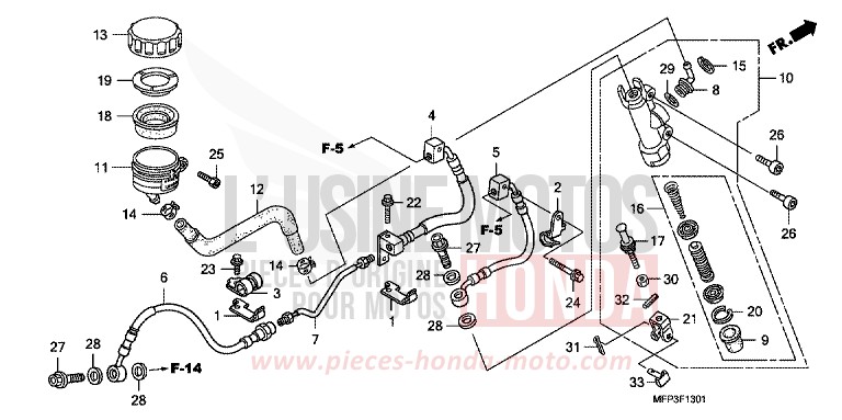 MAITRE-CYLINDRE FREIN AR. (CB1300A/CB1300SA) for CB1300 Super Bold'or PEARL SUNBEAM WHITE (NHA66KF) from 2009